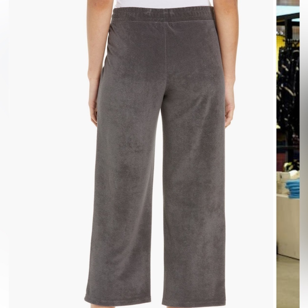 Barefoot Dreams Beach Cozy Terry Crop Wide Leg Carbon Grey Lounge Pants Medium - Picture 2 of 10